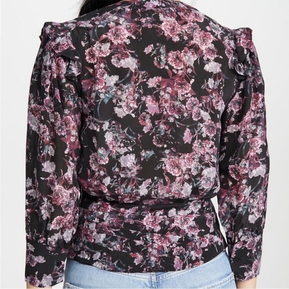 IRO Vulca Blouse in Black & Burgundy in Excellent Pre Loved Condition - Picture 5 of 11